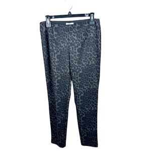 Calvin Klein Women's Black Gray Leopard Print Ponte Pull On Pants Size 10